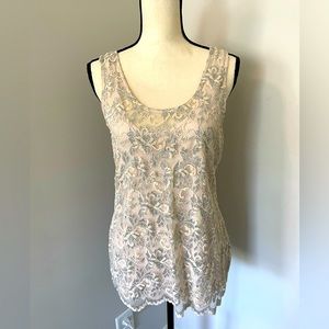 Boston Proper tank. Blush tank with silver overlay. Size S. Worn once.